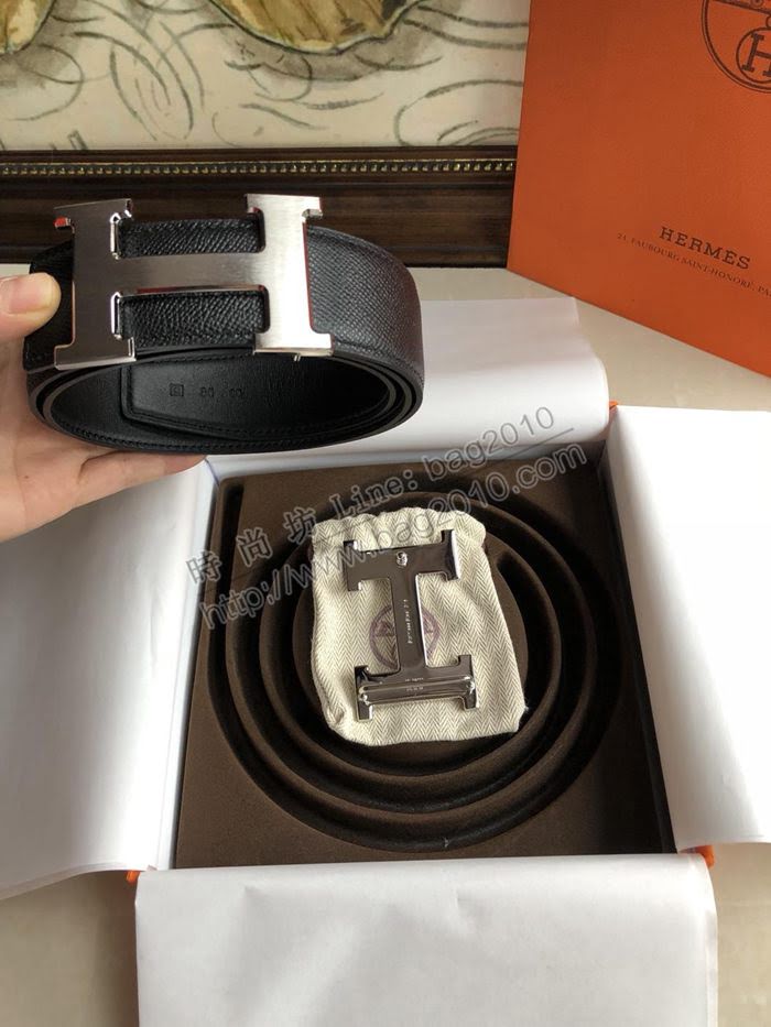 HERMES皮帶 愛馬仕原單 雙面用 原版皮手掌紋 金屬H大Logo 男士腰帶  hgh1972